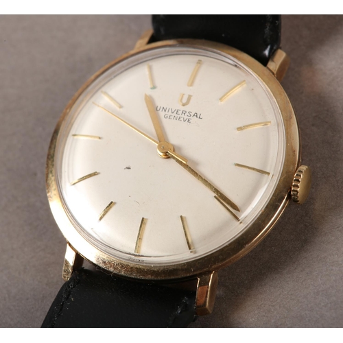 418 - A UNIVERSAL GENEVE GENTLEMAN'S MANUAL WRIST WATCH, c.1964, 9ct gold case no. 03257, 17 jewelled leve... 