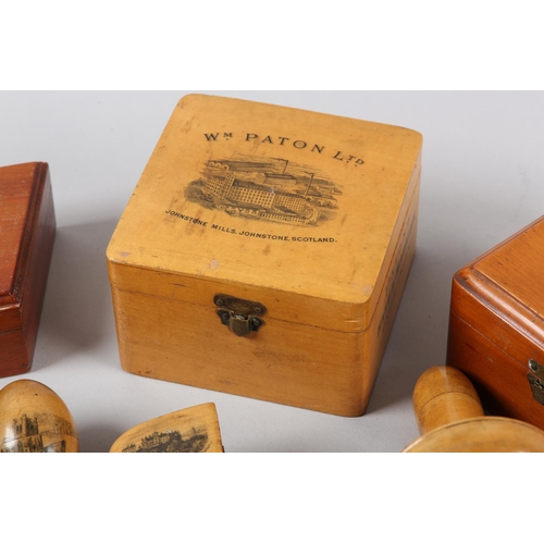 65 - A VICTORIAN MAUCHLINE WARE BOX TRANSFERRED WITH WM PATON LTD JOHNSTONE MILLS, Johnstone, Scotland fo... 