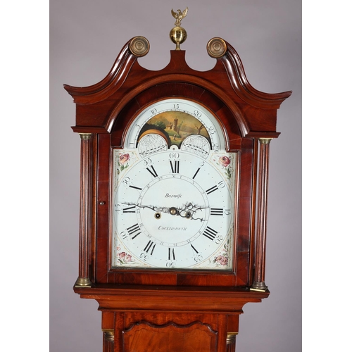 91 - AN EARLY 19TH CENTURY MAHOGANY LONGCASE CLOCK, by Barwise of Cockermouth, the painted dial 32cm with... 