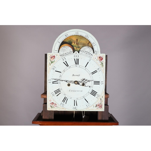 91 - AN EARLY 19TH CENTURY MAHOGANY LONGCASE CLOCK, by Barwise of Cockermouth, the painted dial 32cm with... 