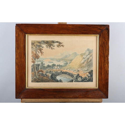 66 - A PAIR OF 19TH CENTURY ROSEWOOD FRAMES WITH GILT SLIP with a pair of coloured lithograph views of Co... 