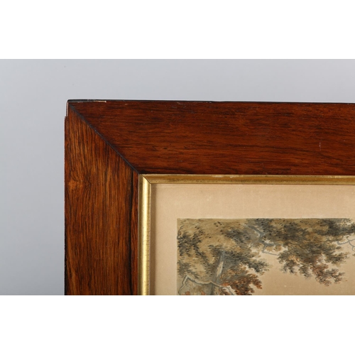 66 - A PAIR OF 19TH CENTURY ROSEWOOD FRAMES WITH GILT SLIP with a pair of coloured lithograph views of Co... 