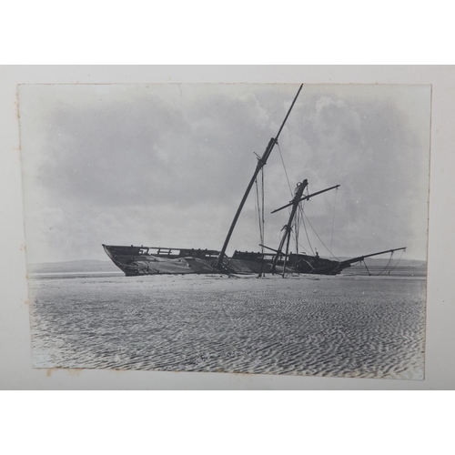 19 - FRANK MEADOW SUTCLIFFE (1853-1941), East coast shipwreck revealed at low tide, two views, 155mm x 21... 