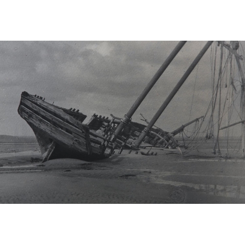 19 - FRANK MEADOW SUTCLIFFE (1853-1941), East coast shipwreck revealed at low tide, two views, 155mm x 21... 