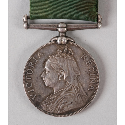 454 - VICTORIA VOLUNTEER LONG SERVICE MEDAL, named to 1233 Pte J W Kenyon, 3rd VB (P.W.O.), WY Regt, GVF