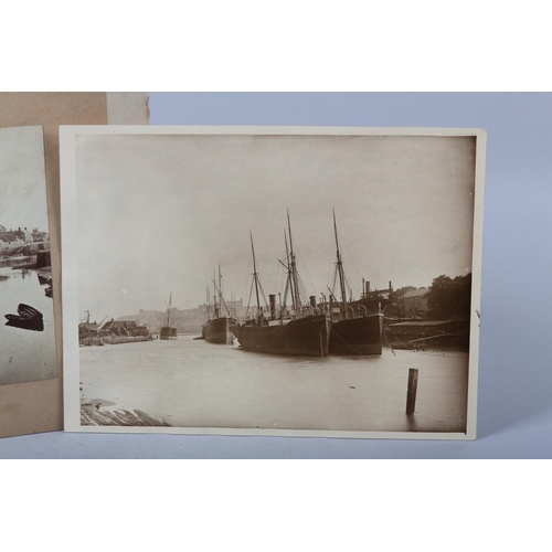 25 - FRANK MEADOW SUTCLIFFE (1853-1941), Whitby Harbour and Pier Road, 135mm x 190mm, Steamships or ancho... 