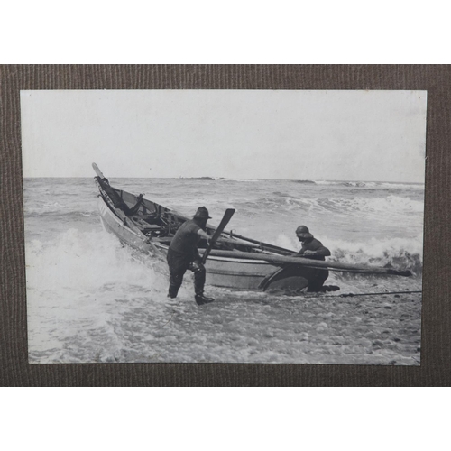 27 - FRANK MEADOW SUTCLIFFE (1853-1941), Flamb. (sic) Cobble, c.1910, Launching the boat against a strong... 