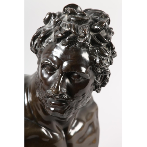 104 - M J HATFIELD FOR THE ART UNION OF LONDON, Ajax, bronze bust, titled to tablet, on socle, impressed t... 