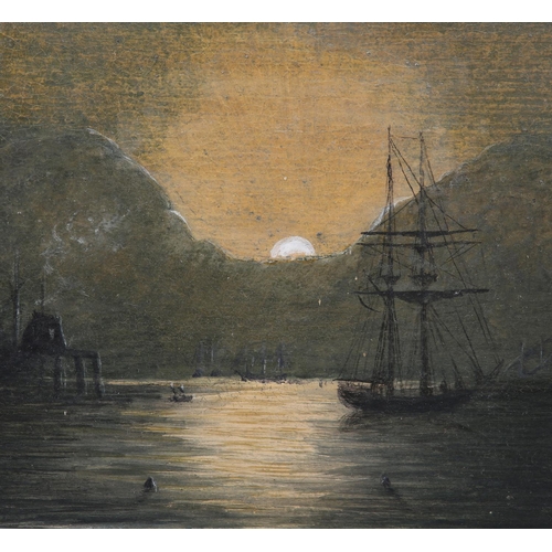 462 - 19TH CENTURY BRITISH SCHOOL, shipping off the coast at sunset and in moonlight, a pair, oil on board... 