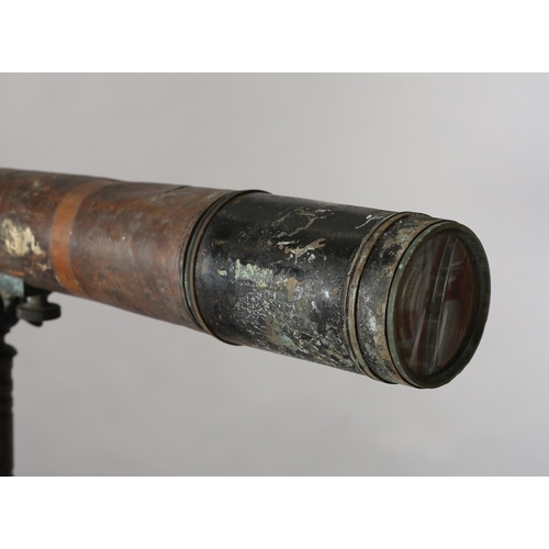 47 - A MILITARY BRASS AND LEATHER TELESCOPE  by W Ottway & Co Ltd, Ealing, London, stamped 1938 no. 1027,... 