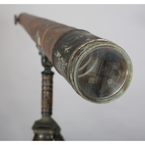 47 - A MILITARY BRASS AND LEATHER TELESCOPE  by W Ottway & Co Ltd, Ealing, London, stamped 1938 no. 1027,... 