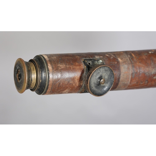 47 - A MILITARY BRASS AND LEATHER TELESCOPE  by W Ottway & Co Ltd, Ealing, London, stamped 1938 no. 1027,... 