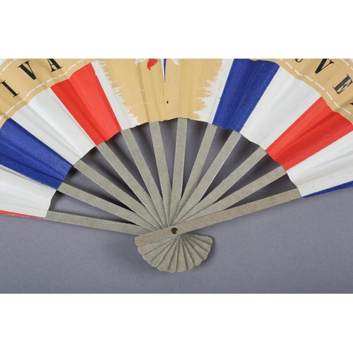 110 - A paper fan commemorating the Festival of Britain in 1951, mounted à l’anglaise, a souvenir in red w... 