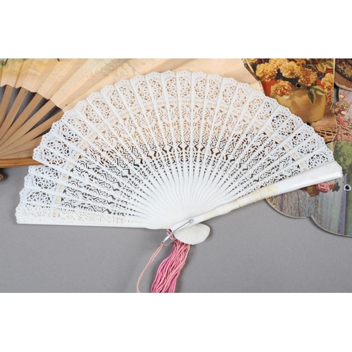 118 - American fixed advertising fans, 20th century, variously advertising a bank, insurance, a paint supp... 