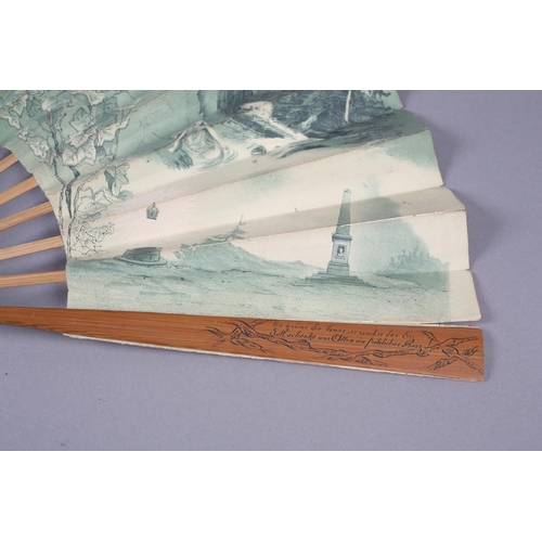 13 - c.1890’s, a German folding fan, en camaieu, believed to show the Ridge of Valkyries, with several in... 