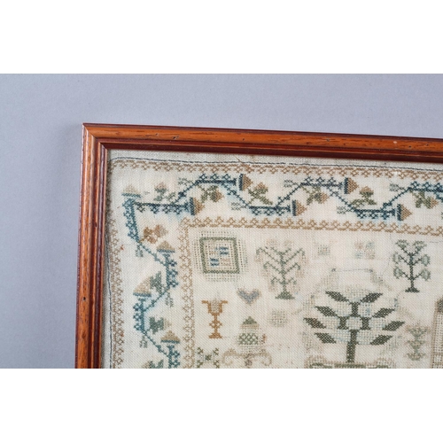 175B - An early 19th century needlework sampler, framed and glazed, dated 1820, the work of Charlotte McLea... 