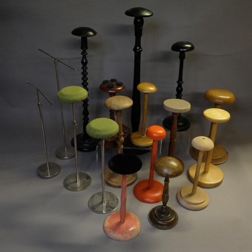 333 - 1920’s and earlier hat stands, mostly in turned wood, two very tall, two extending metal bars, 17 in... 