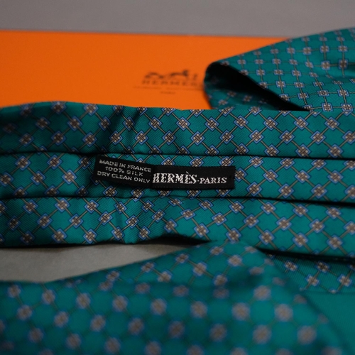 365 - Hermes, a coloured silk gentleman's cravat, original box, woven care label and “Hermes Paris” inside... 