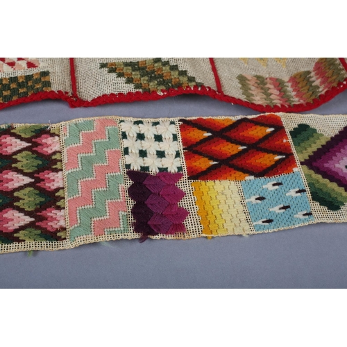 182 - Berlin woolwork: spot samplers, on canvas, one dated 1834, the first in rectangular form, divided in... 