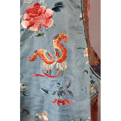 193 - A late 19th century Qing Dynasty Chinese embroidered short sleeveless lady’s tabard or sleeveless ve... 