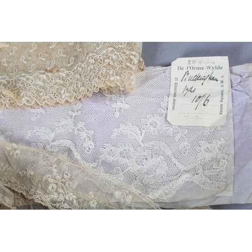 212 - Antique Lace: A selection of 19th century lace, mainly handmade, bobbin and needle, to include Alenc... 