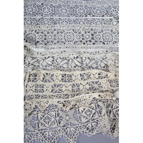 247 - Antique Lace: a selection of needle lace lengths, mainly Italian, 17th to 19th century, (7)