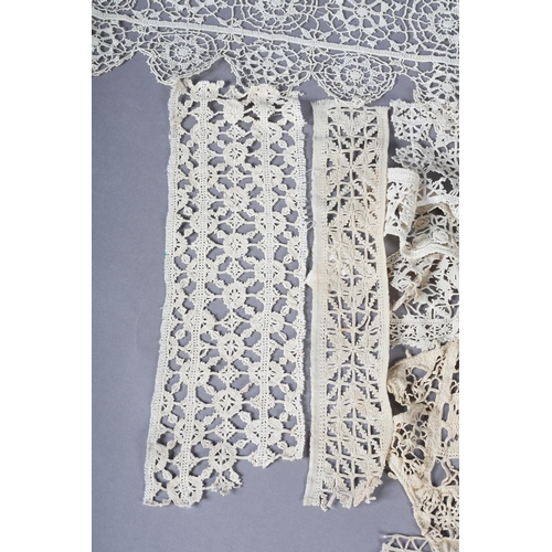 247 - Antique Lace: a selection of needle lace lengths, mainly Italian, 17th to 19th century, (7)