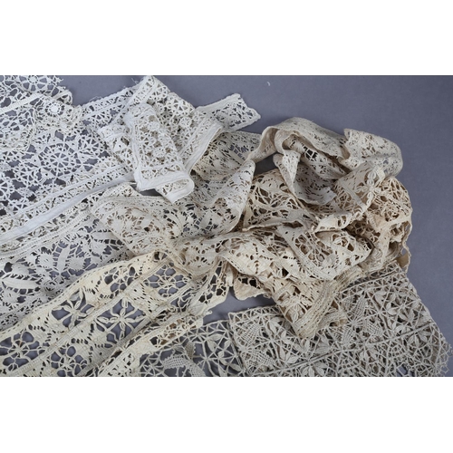 247 - Antique Lace: a selection of needle lace lengths, mainly Italian, 17th to 19th century, (7)