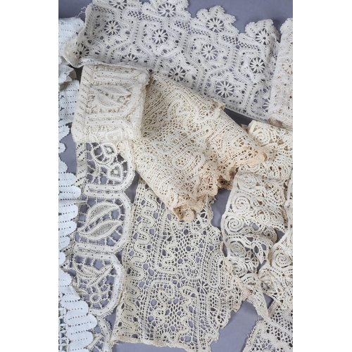 249 - Antique Lace: A selection of tape lace, 17th to 19th century, mostly in long lengths, to Include Ita... 