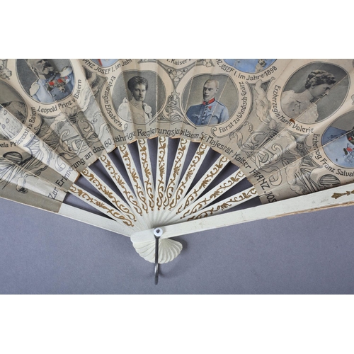 40 - Austrian interest: a fan to celebrate “Kaiser Jubilaums 1848- 1908”, also stating “Zur errinnerung a... 