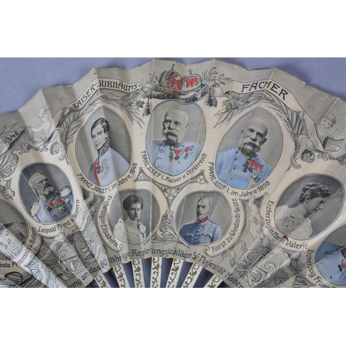 40 - Austrian interest: a fan to celebrate “Kaiser Jubilaums 1848- 1908”, also stating “Zur errinnerung a... 