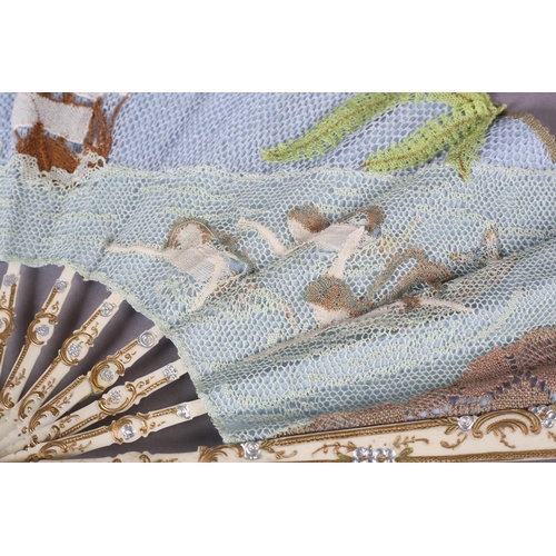 152C - The Little Mermaid: A unique handmade lace fan leaf created by Ann Collier, 20th century, the leaf w... 