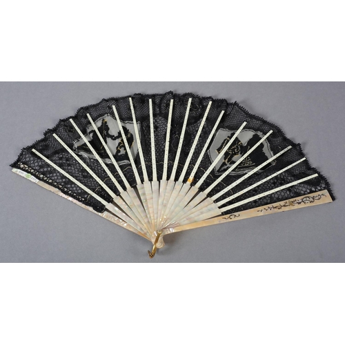 153 - Ann Collier: A unique handmade lace fan leaf created by Ann Collier, 20th century, the leaf designed... 