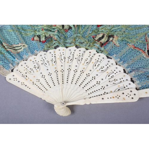 156 - Ann Collier: A unique handmade lace fan leaf created by Ann Collier, 20th century, the leaf worked i... 