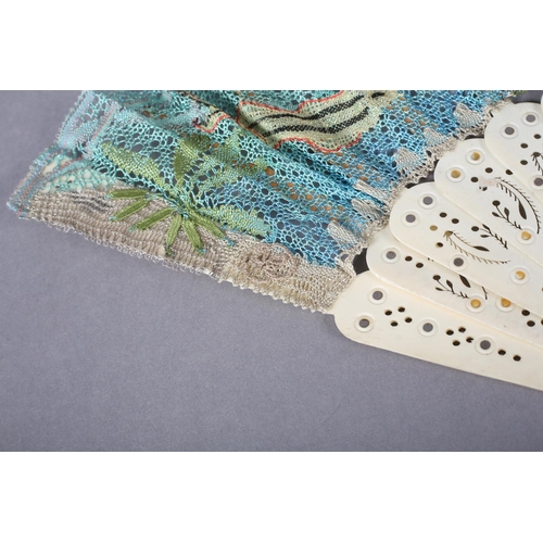 156 - Ann Collier: A unique handmade lace fan leaf created by Ann Collier, 20th century, the leaf worked i... 