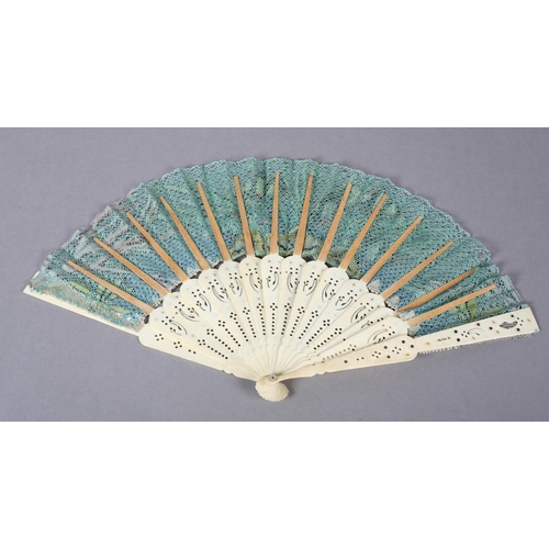 156 - Ann Collier: A unique handmade lace fan leaf created by Ann Collier, 20th century, the leaf worked i... 