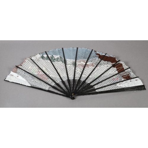 162 - Ann Collier: A large and unique handmade lace fan leaf created by Ann Collier, 20th century, the lea... 