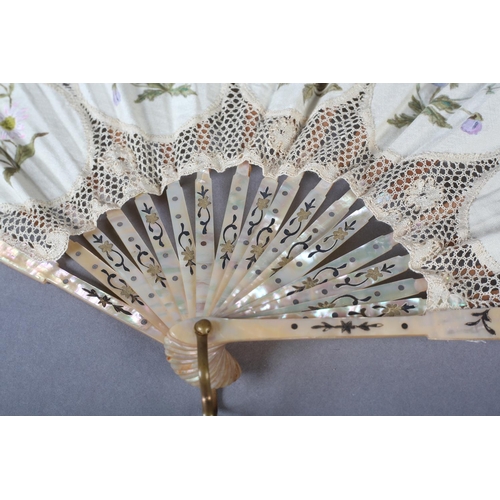 166 - Ann Collier: A unique handmade lace fan leaf created by Ann Collier, 20th century, the leaf with fou... 