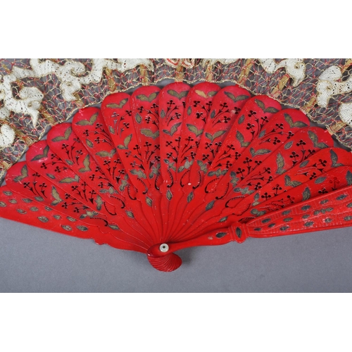 167 - Ann Collier: A unique handmade lace fan leaf created by Ann Collier, 20th century, the leaf with a g... 