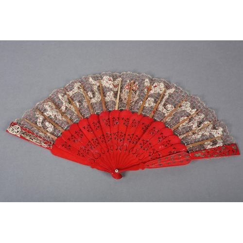 167 - Ann Collier: A unique handmade lace fan leaf created by Ann Collier, 20th century, the leaf with a g... 