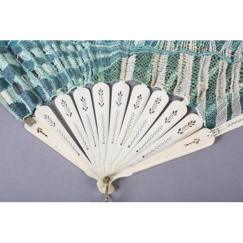 170 - Ann Collier: A unique handmade lace fan leaf created by Ann Collier, 20th century, the leaf worked i... 