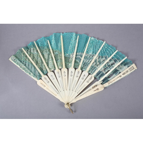 170 - Ann Collier: A unique handmade lace fan leaf created by Ann Collier, 20th century, the leaf worked i... 