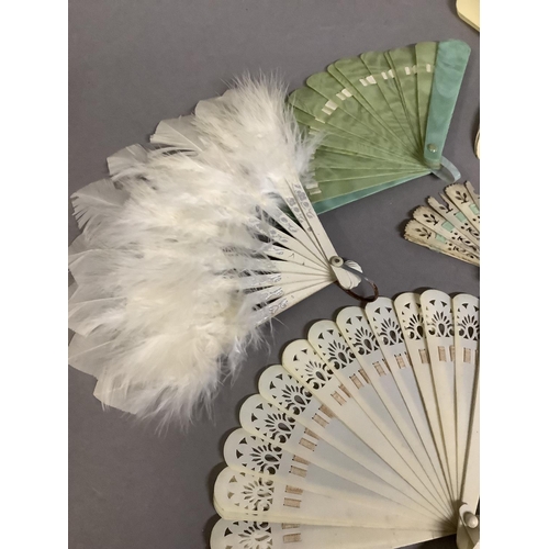 17 - Fans for young girls: a selection of five cream celluloid brisé fans, the largest approx. 15cm, bein... 