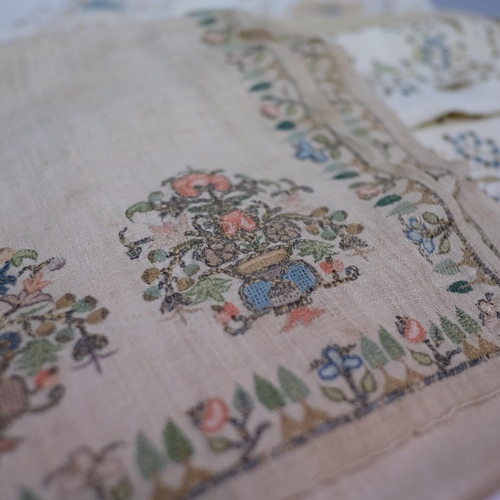 201B - Ottoman: A good selection of embroidered textiles, to include scarves, sashes and towels, one with o... 