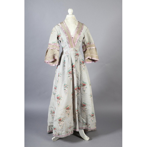 283 - A gown with paniers, 18th century altered for later fancy dress, elbow-length sleeves, a fine silk g... 