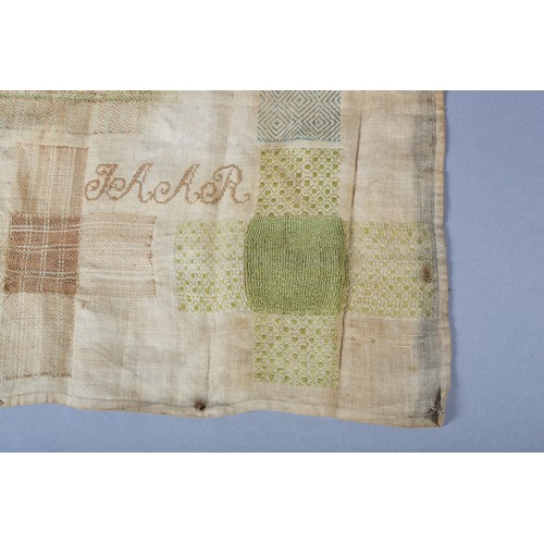 183B - A large European darning sampler “Anno 1834” and “Oud Jaar”, worked in silks on soft linen, possibly... 