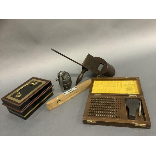 50 - A stereoscope, early 20th century, a cash box, a deactivated grenade, an Imperial Typewriter Company... 