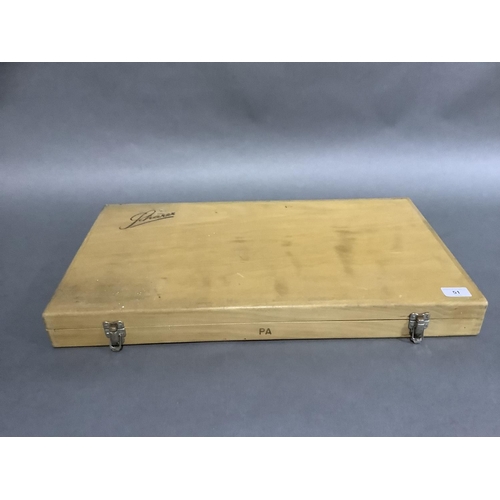 51 - A German Saltus wooden tool case fitted with  spanners in graduated sizes, screwdrivers, socket scre... 