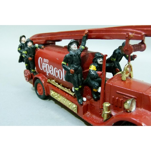 39 - An Arts Metal, Milano, cast Neo Cepacol fire engine, red livery, the base with arts metal Lavorazion... 