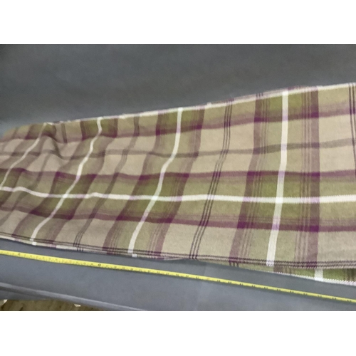 171 - A pair of tartan curtains in olive green and purple